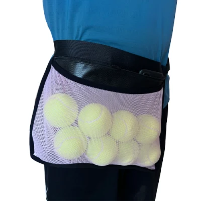 Saco de malha de cintura de bola de esportes ajustável para pickleball tênis saco de bola de golfe treinamento saco de cinto de armazenamento de bola de tênis