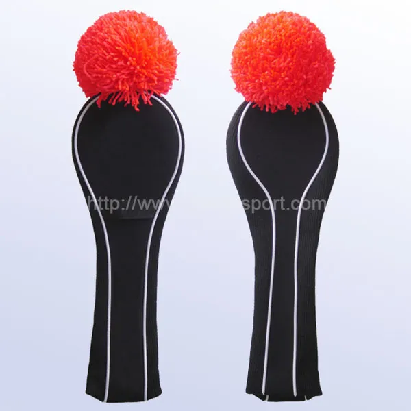 POM POM Club Head Cover Logotipo personalizado 1, 3, 5 Capas de cabeça de golfe de malha de madeira para atacado